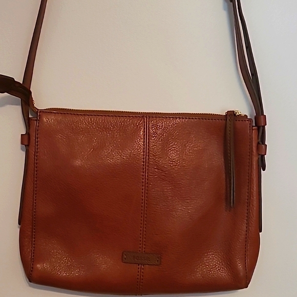 Fossil Handbags - Fossil medium brown leather shoulder or crossbody handbag